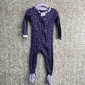 Burt’s Bees Pjs Baby 18M Purple Floral Print Snug Fit One Piece Footies Pajamas